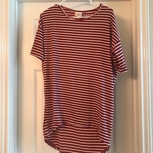 Lularoe Irma burgundy stripe